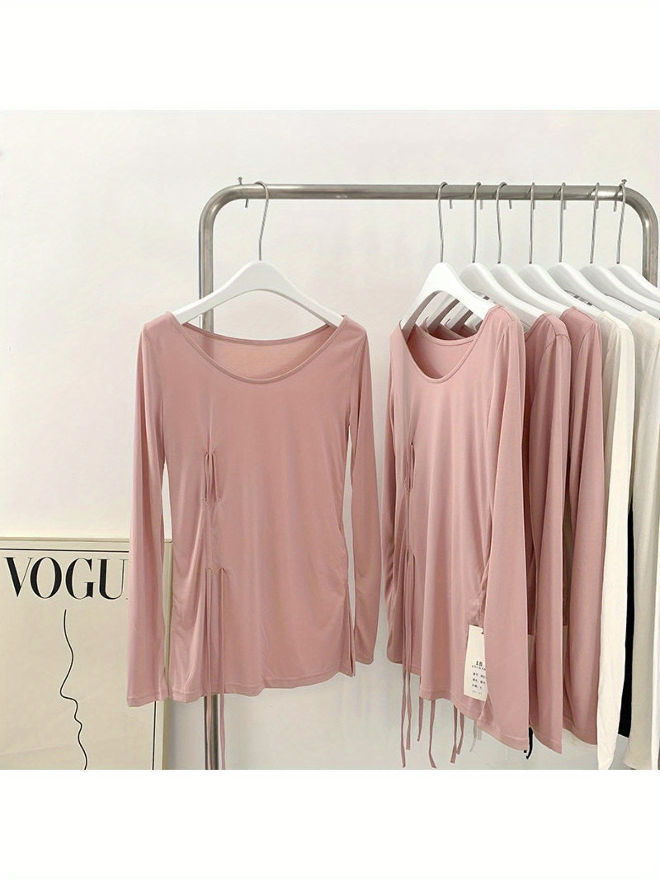 Sports top large size drawstring t-shirt women's fitness wear long sleeves autumn and winter new loose running blouse yoga clothes