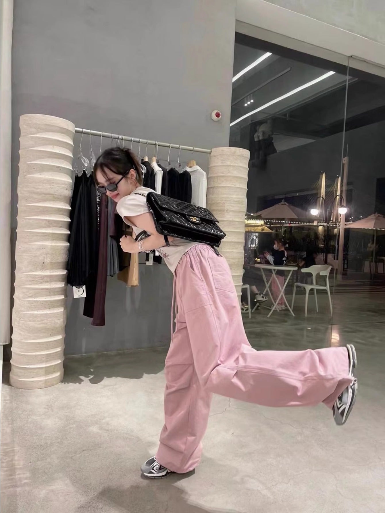 Retro pink overalls women's summer new elastic waist design drape casual versatile and thin wide-leg pants