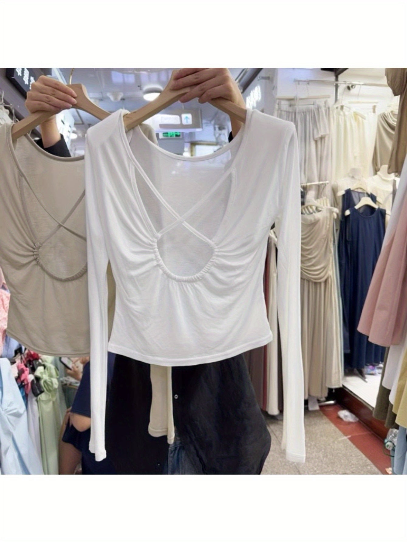 2024 summer new Korean version of sexy and thin hollow design round neck T-shirt thin sunscreen shirt top women