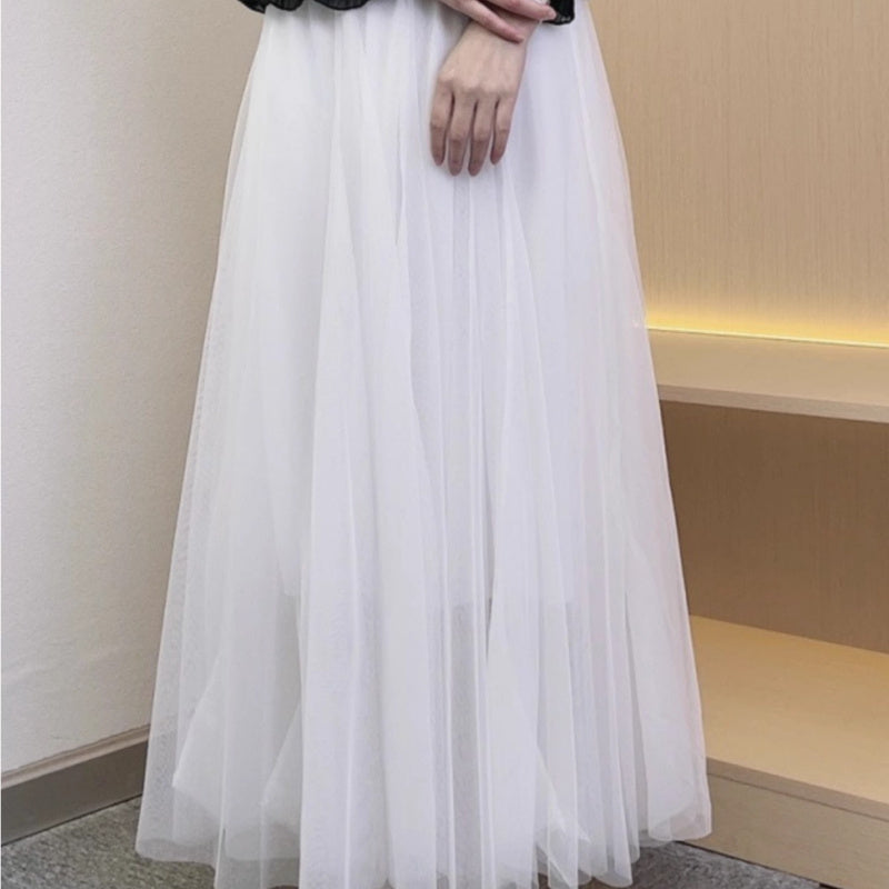 Bust skirt long skirt women are popular this year, new square dance skirt 720 degrees big pendulum mesh skirt medium and long A-shaped skirt