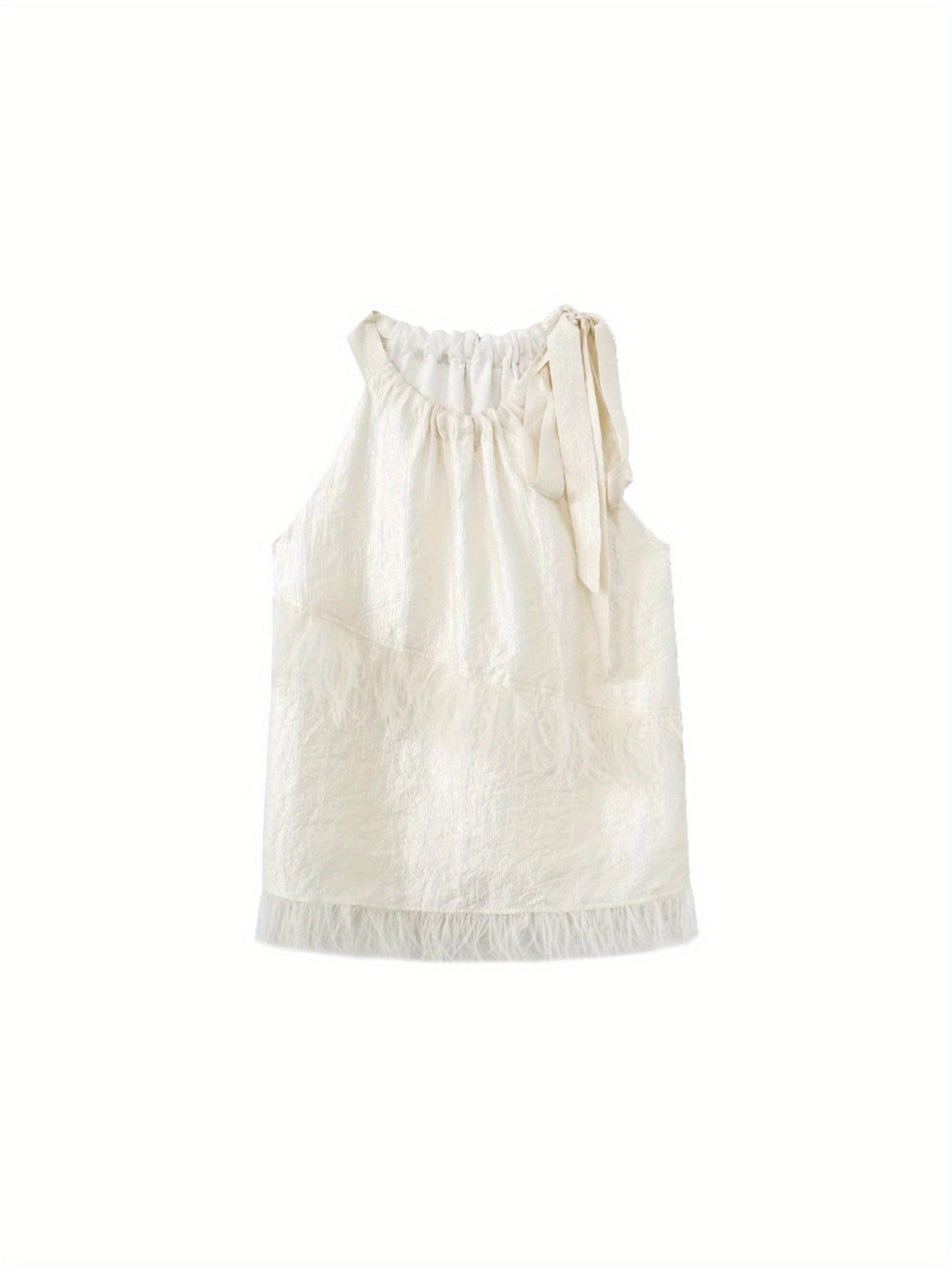 2024 summer slim French pure desire design tassel lace-up sleeveless top women