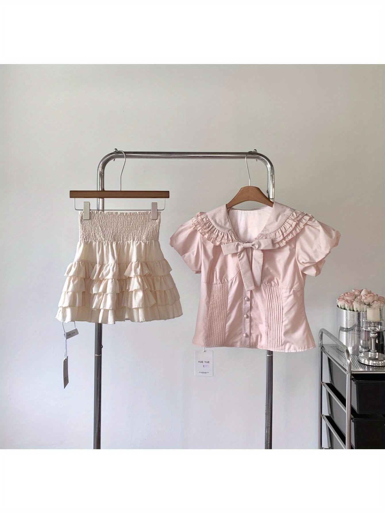 Heavy Industry Bubble Sleeve Shirt Skinny Sweet Bow Fungus Edge Waist