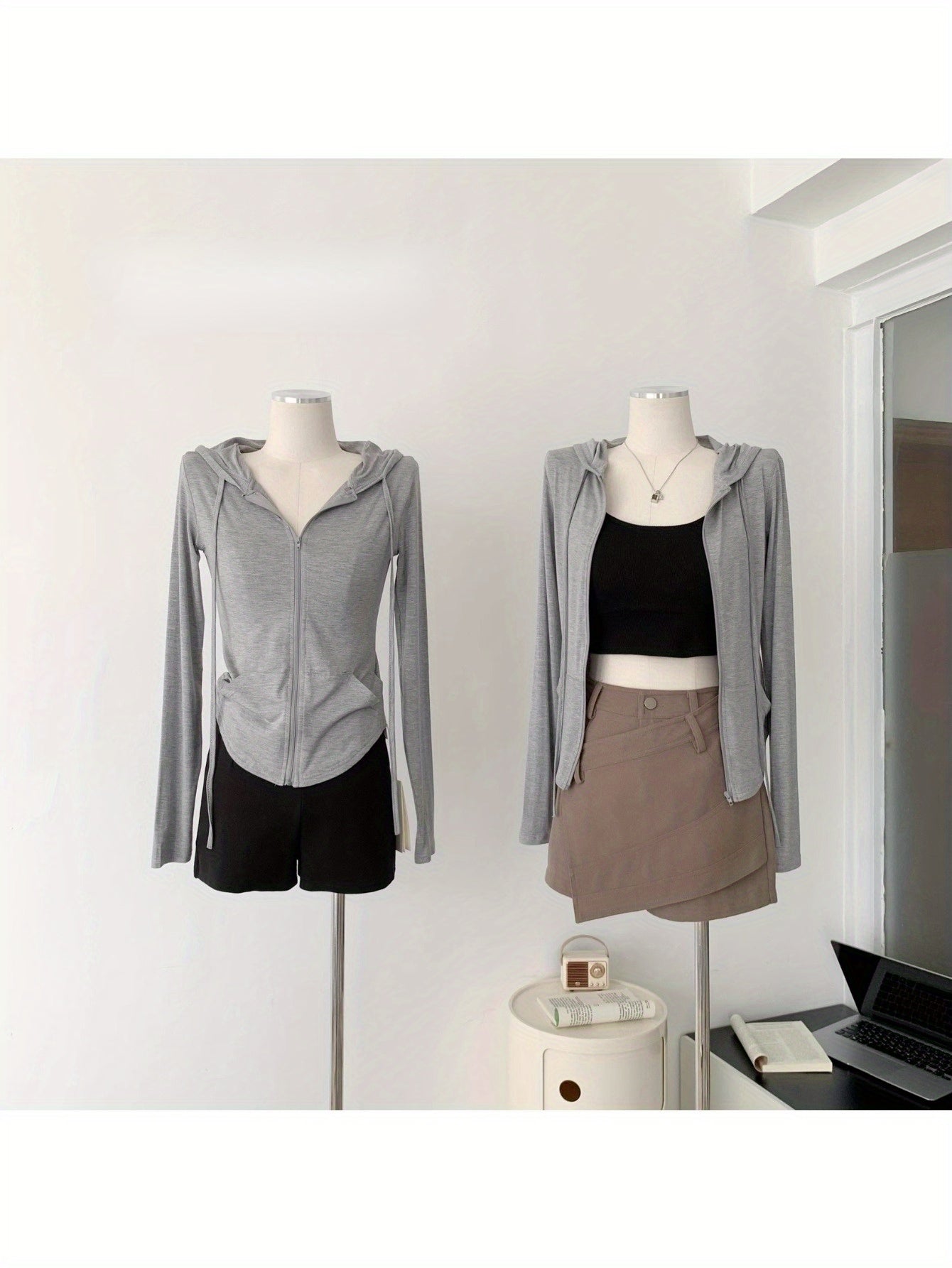 Pure desire hooded short sunscreen cardigan jacket women's summer Spice Girl slim top tide
