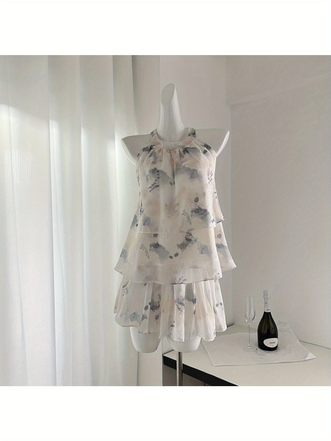 2024 pure desire design smudge color high waist skirt women's niche versatile loose and thin suit summer
