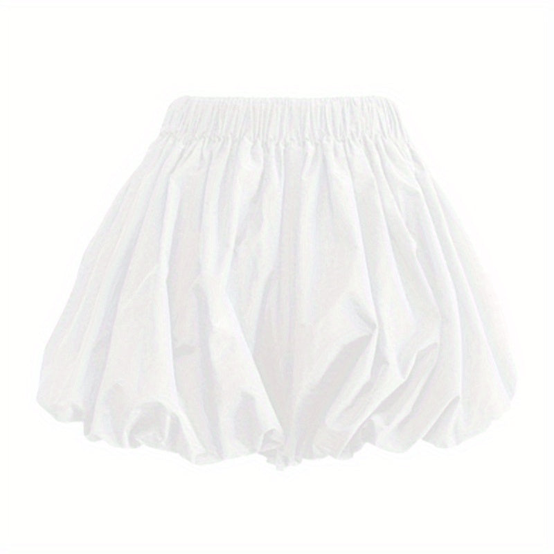 White cloud bud pants skirt women's summer high waist thin pumpkin puffy pants a word casual bubble lantern shorts
