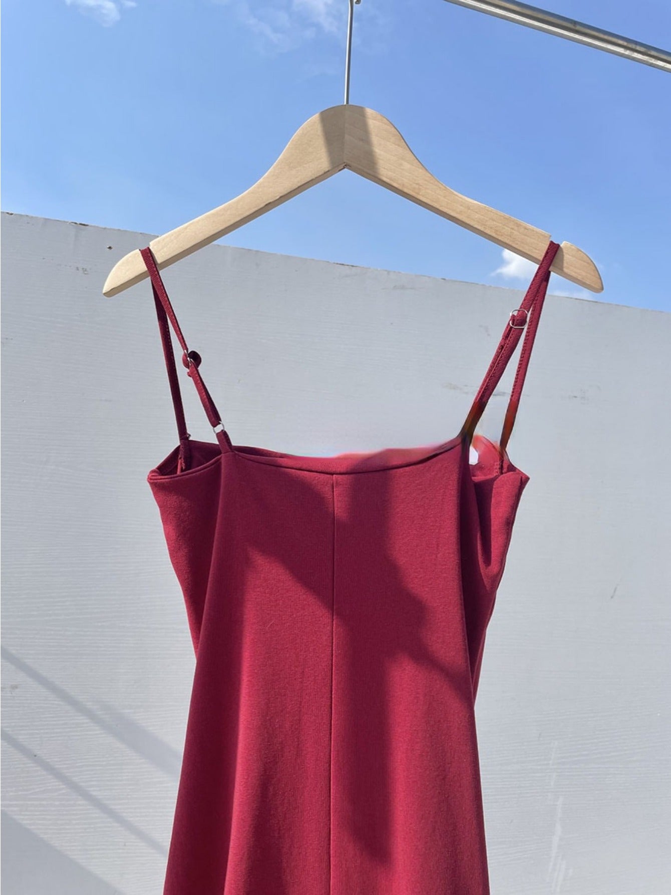 Spring niche design sense pure desire style sexy suspender dress with chest pad cotton skirt pleated split skirt
