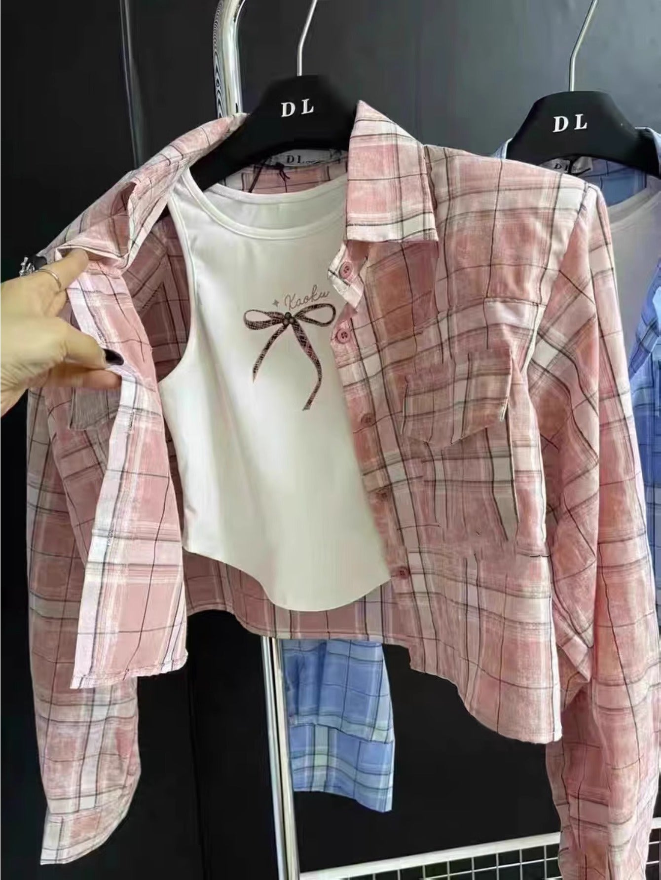 2024 New Sweet and Spicy Style Set Short Long Sleeve Shirt Vest 2-piece Set Women