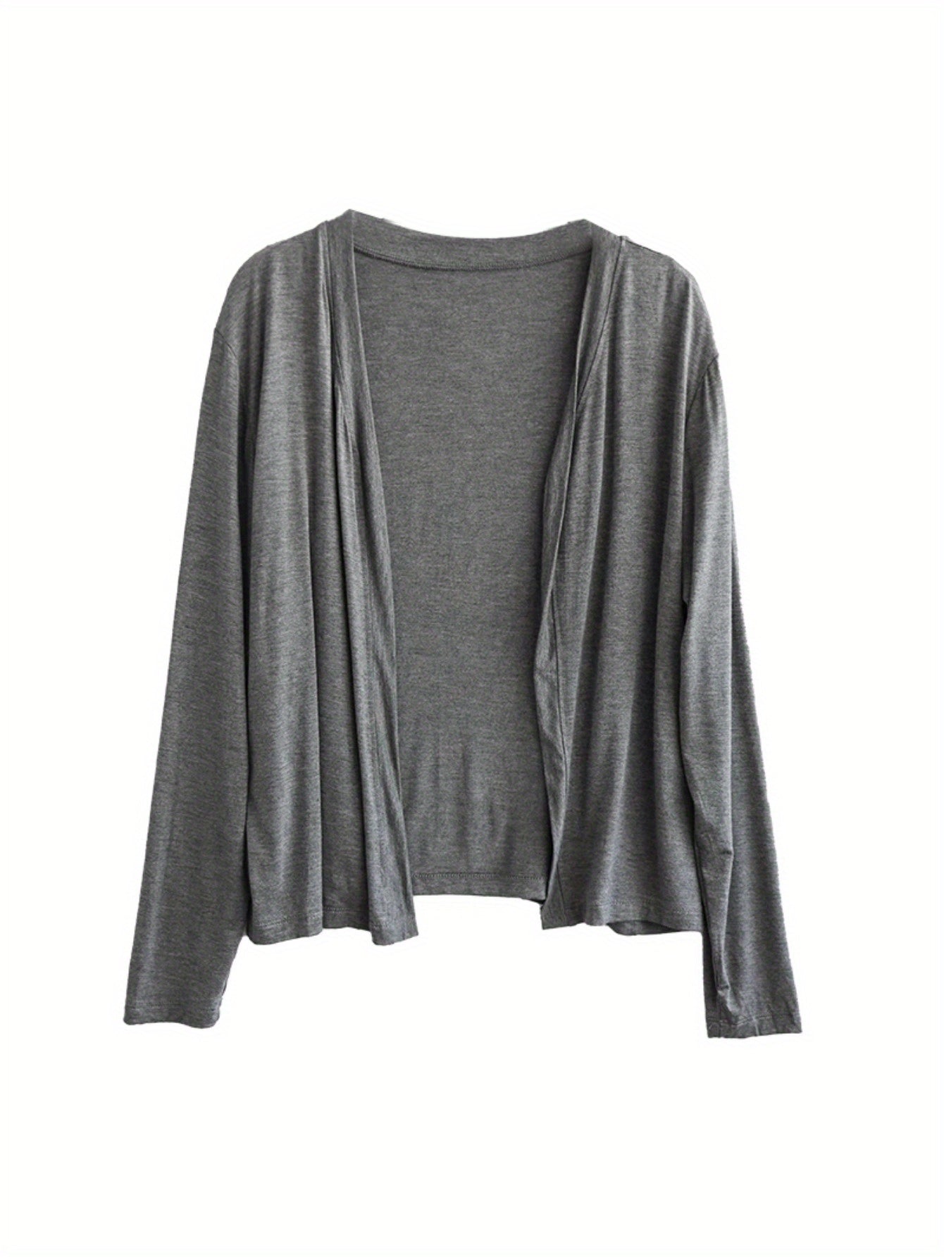 Literary stretch cotton solid color long-sleeved short top women's summer thin casual versatile loose cardigan jacket