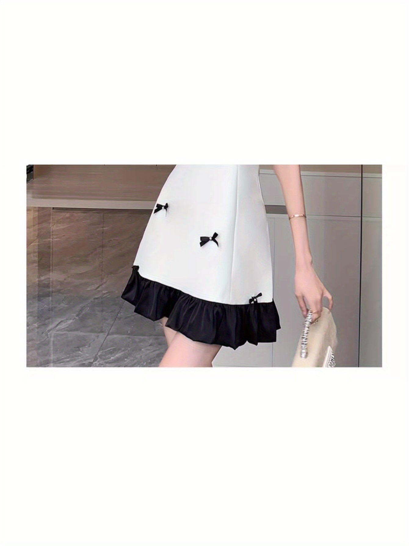 Fashion temperament off-the-shoulder elegant bow neck vest suspender A-word short dress summer new women's clothing
