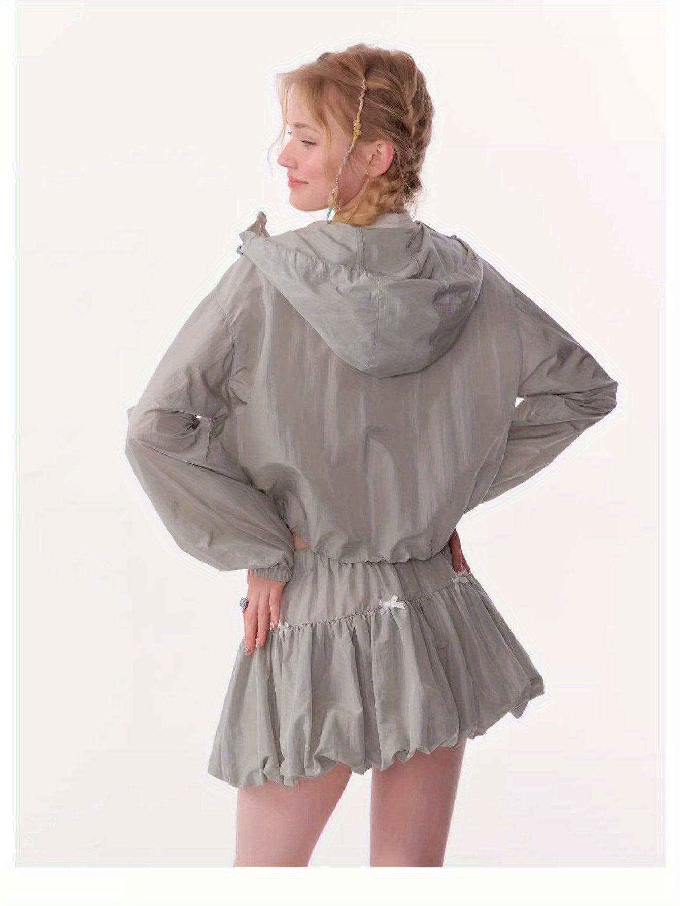 Retro design butterfly embroidery short long sleeve thin hooded sunscreen jacket women