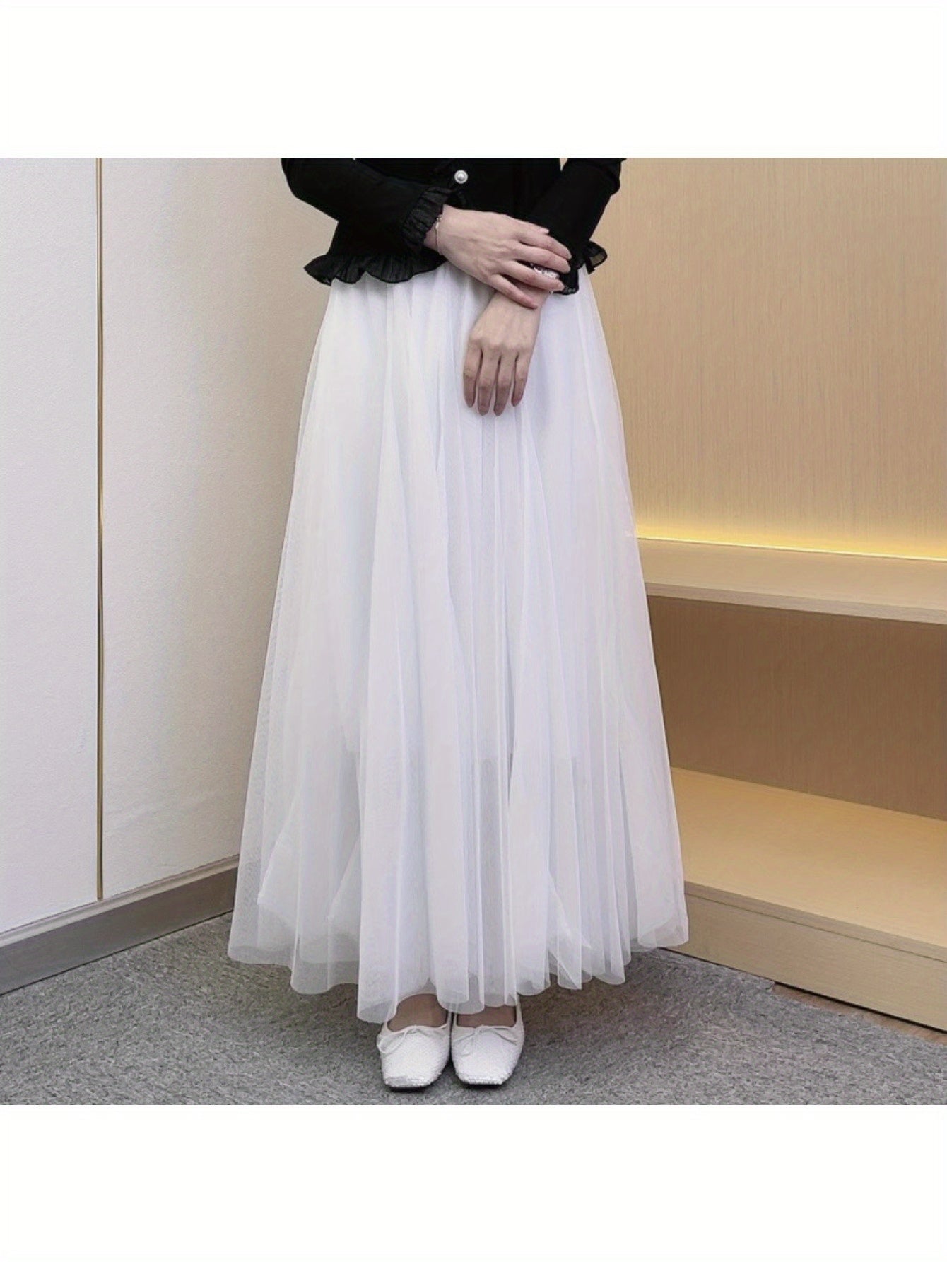 Bust skirt long skirt women are popular this year, new square dance skirt 720 degrees big pendulum mesh skirt medium and long A-shaped skirt