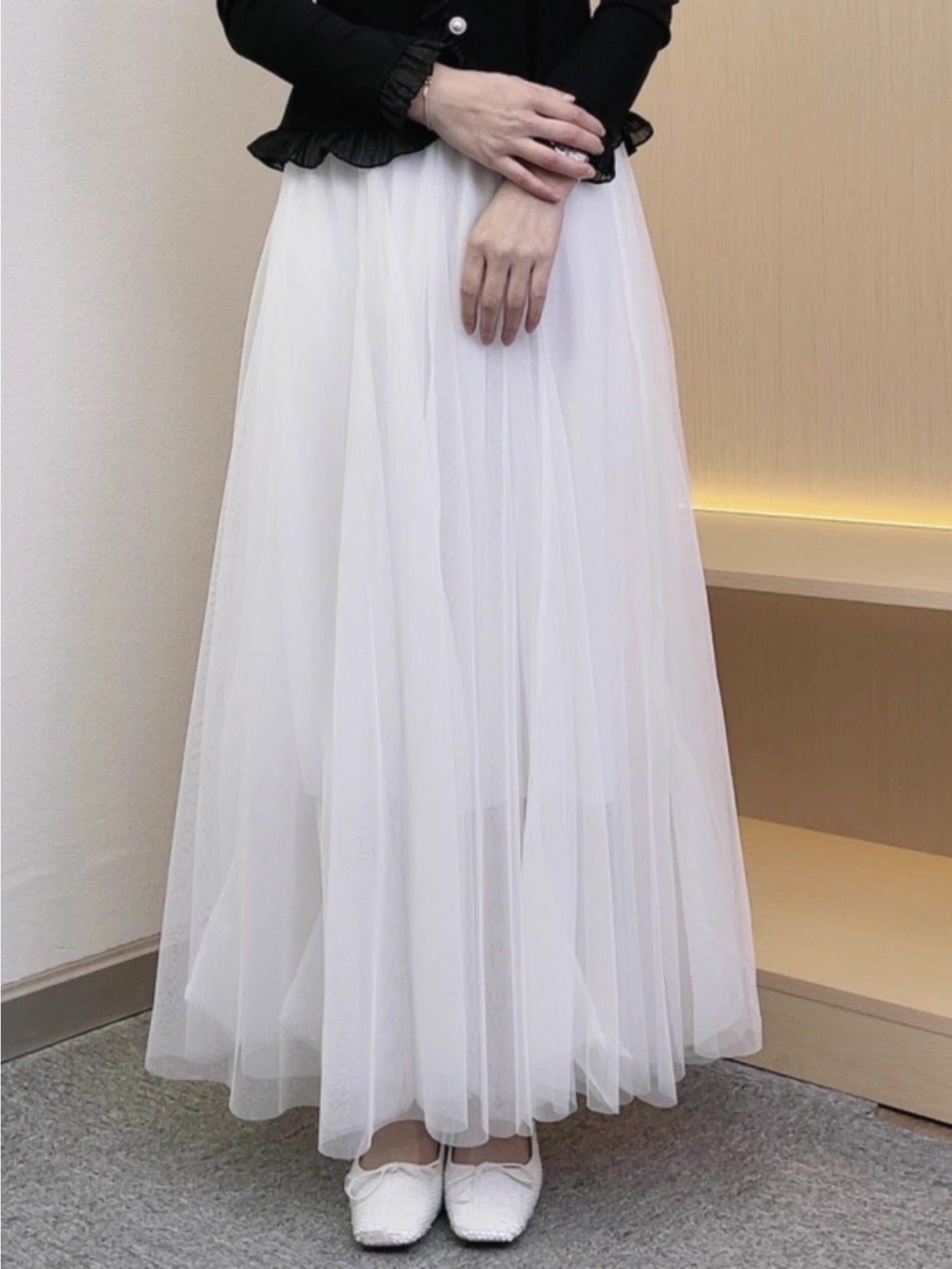 Bust skirt long skirt women are popular this year, new square dance skirt 720 degrees big pendulum mesh skirt medium and long A-shaped skirt