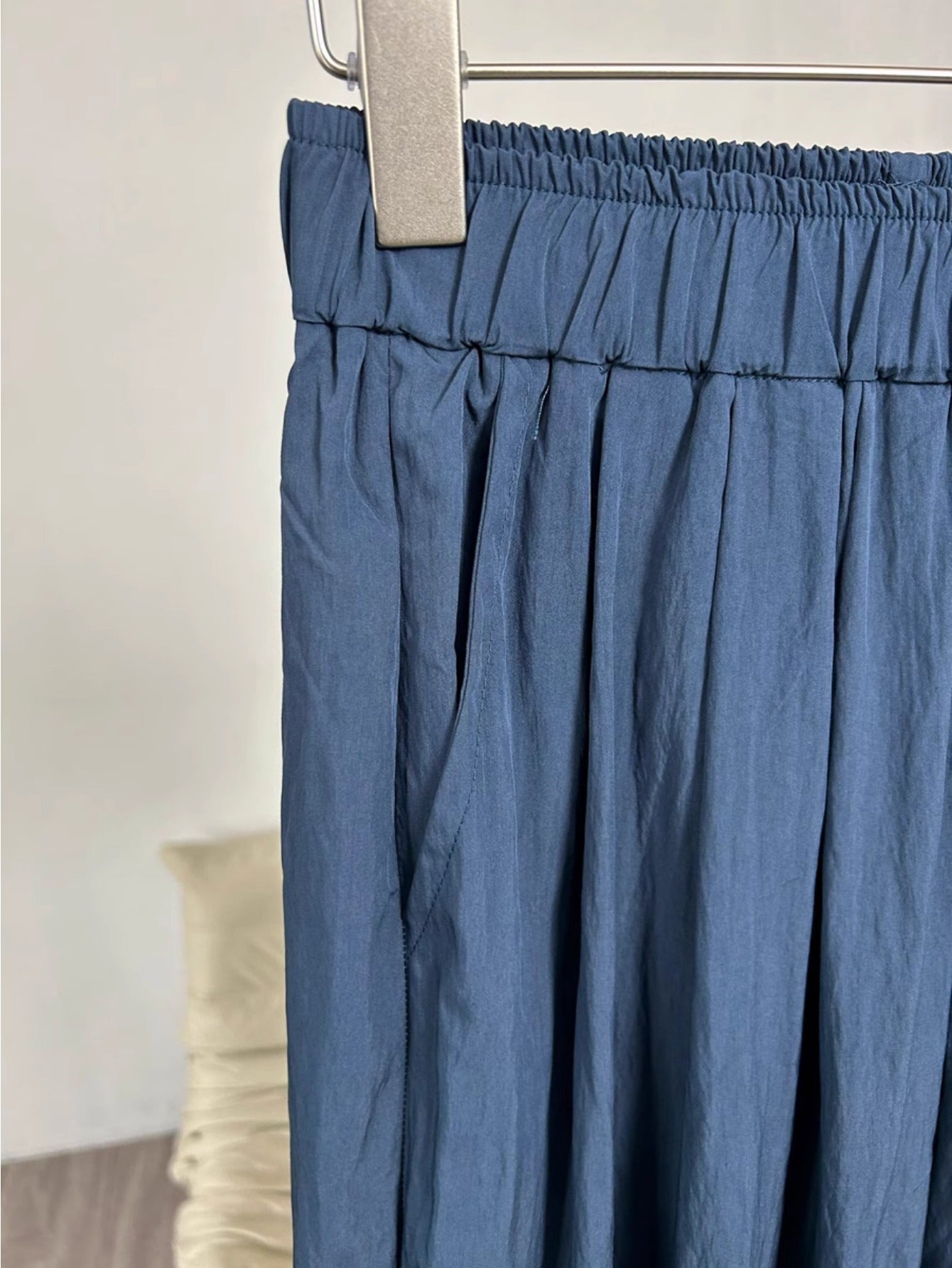Texture Japanese lazy style loose pleated wide legs spring and summer ice silk thin mopping casual trousers women cover hips
