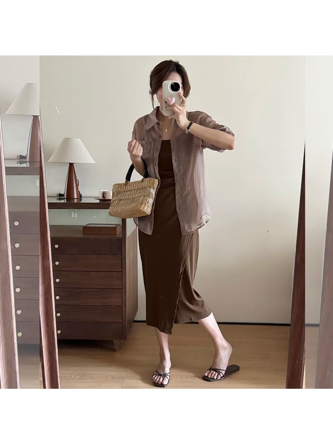 Early autumn new suit fashionable age reduction thin meat cover two-piece set high sense super good-looking long-sleeved dress