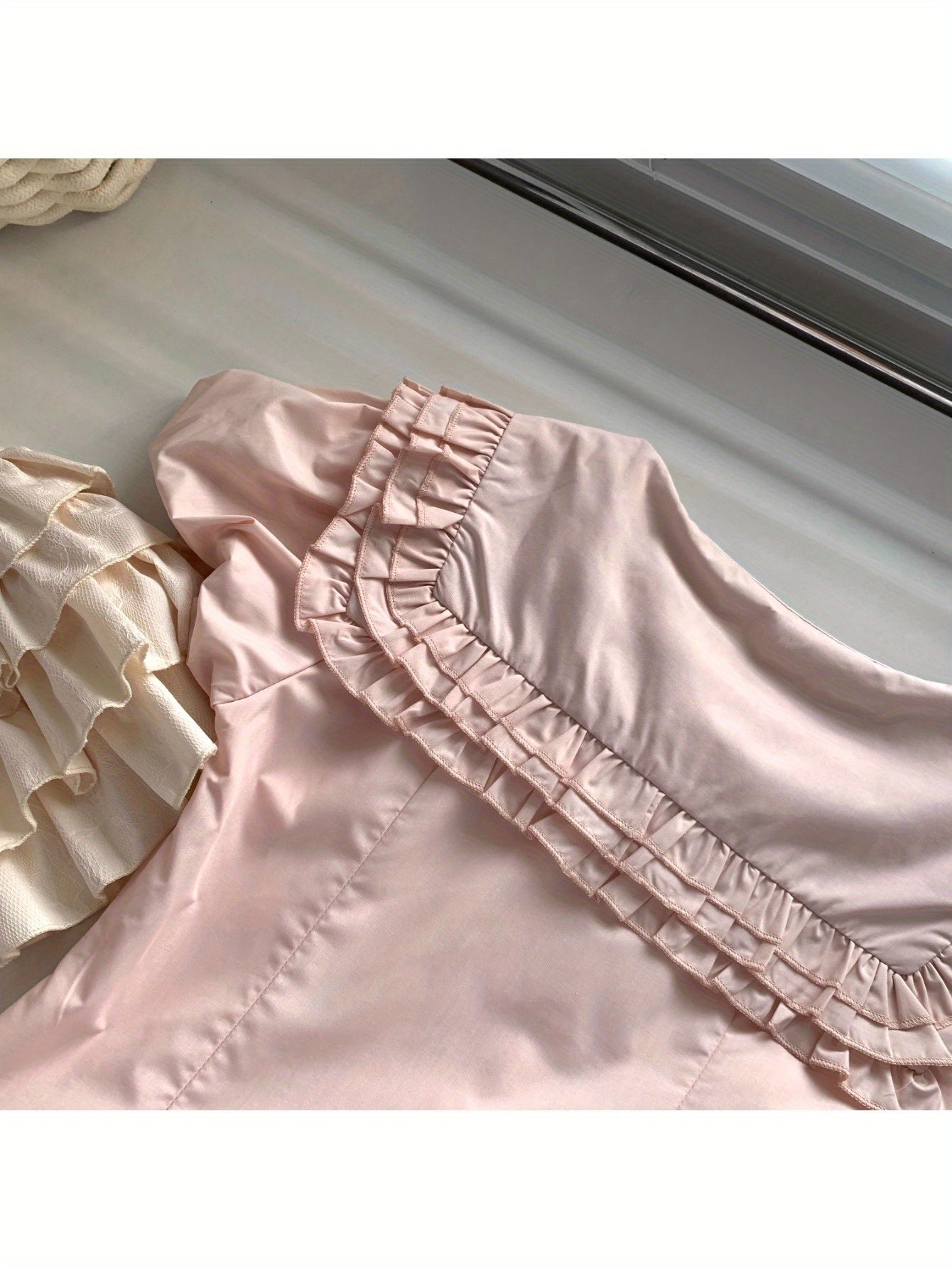 Heavy Industry Bubble Sleeve Shirt Skinny Sweet Bow Fungus Edge Waist