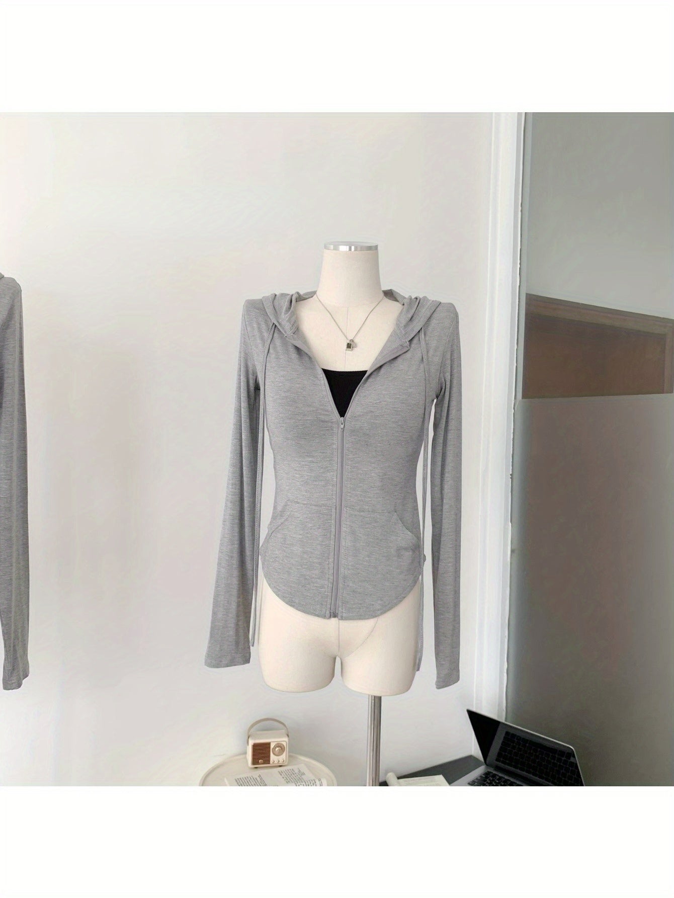 Pure desire hooded short sunscreen cardigan jacket women's summer Spice Girl slim top tide