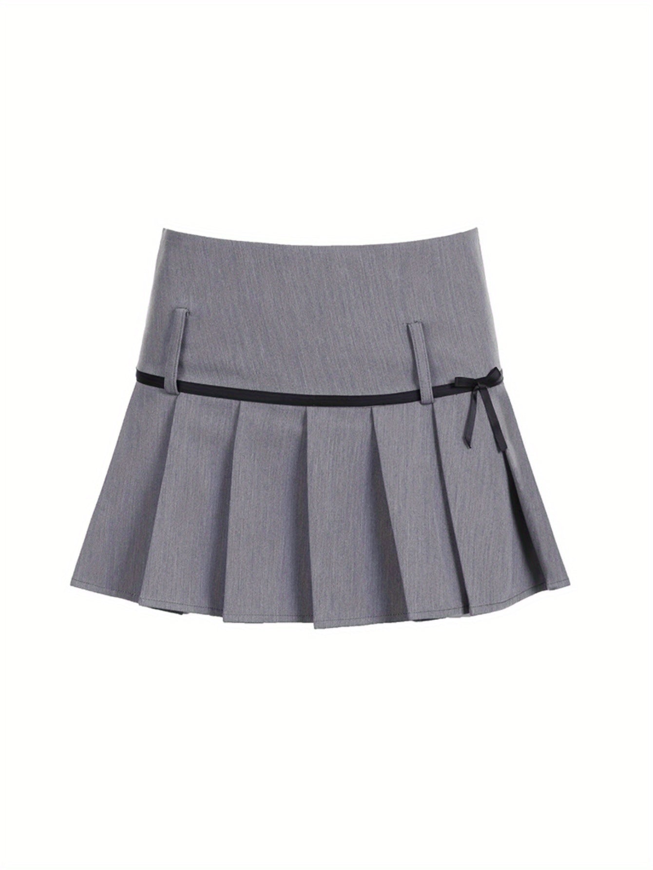 Bow hanging two-piece set/pleated skirt without cardigan