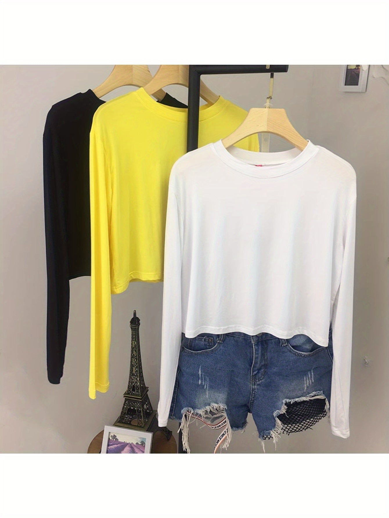 New women's long-sleeved crop top spring and summer loose short jazz ice silk t-shirt modal sunscreen
