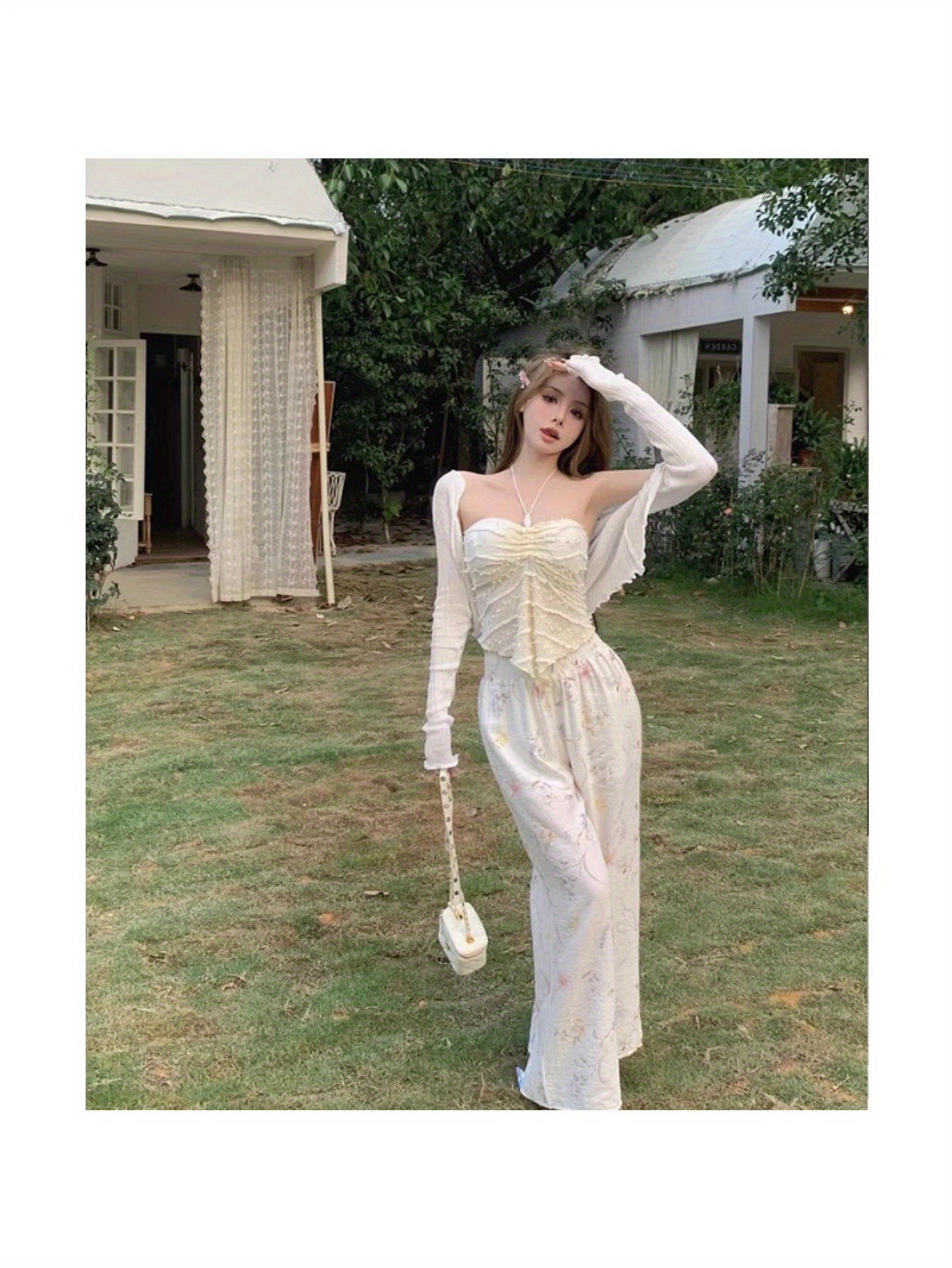 French small vest pure desire wind nude sunscreen shirt women with suspenders skirt with short summer shawl cardigan jacket 3-piece set