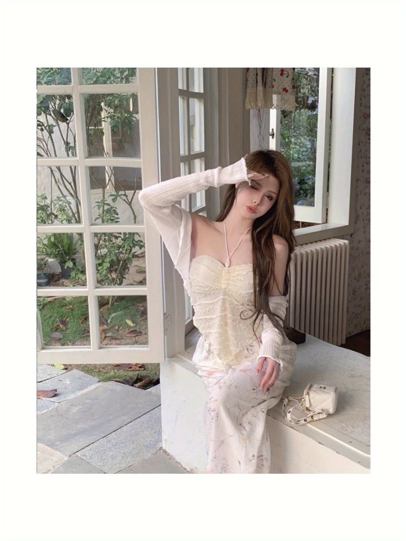 French small vest pure desire wind nude sunscreen shirt women with suspenders skirt with short summer shawl cardigan jacket 3-piece set