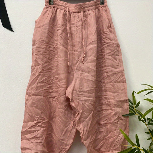 High-quality ramie double-layer casual straight-leg pants