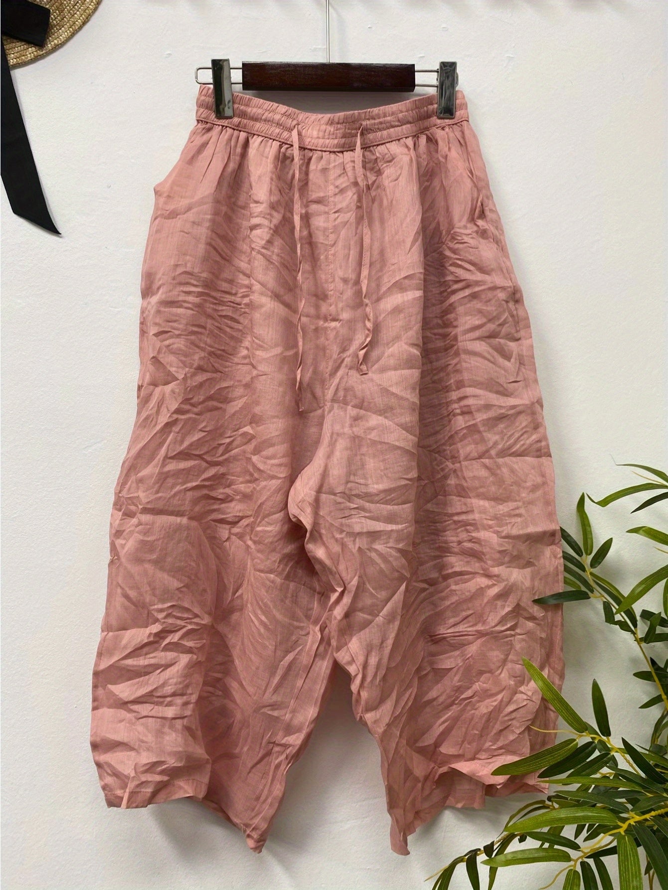 High-quality ramie double-layer casual straight-leg pants