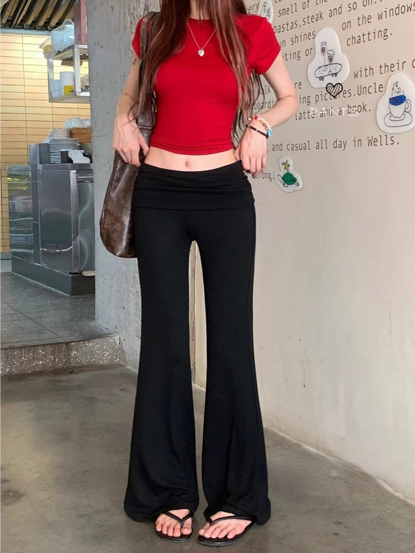 Black slim-fitting micro-flared pants women's summer niche drape casual pants floor-mopping pants trousers