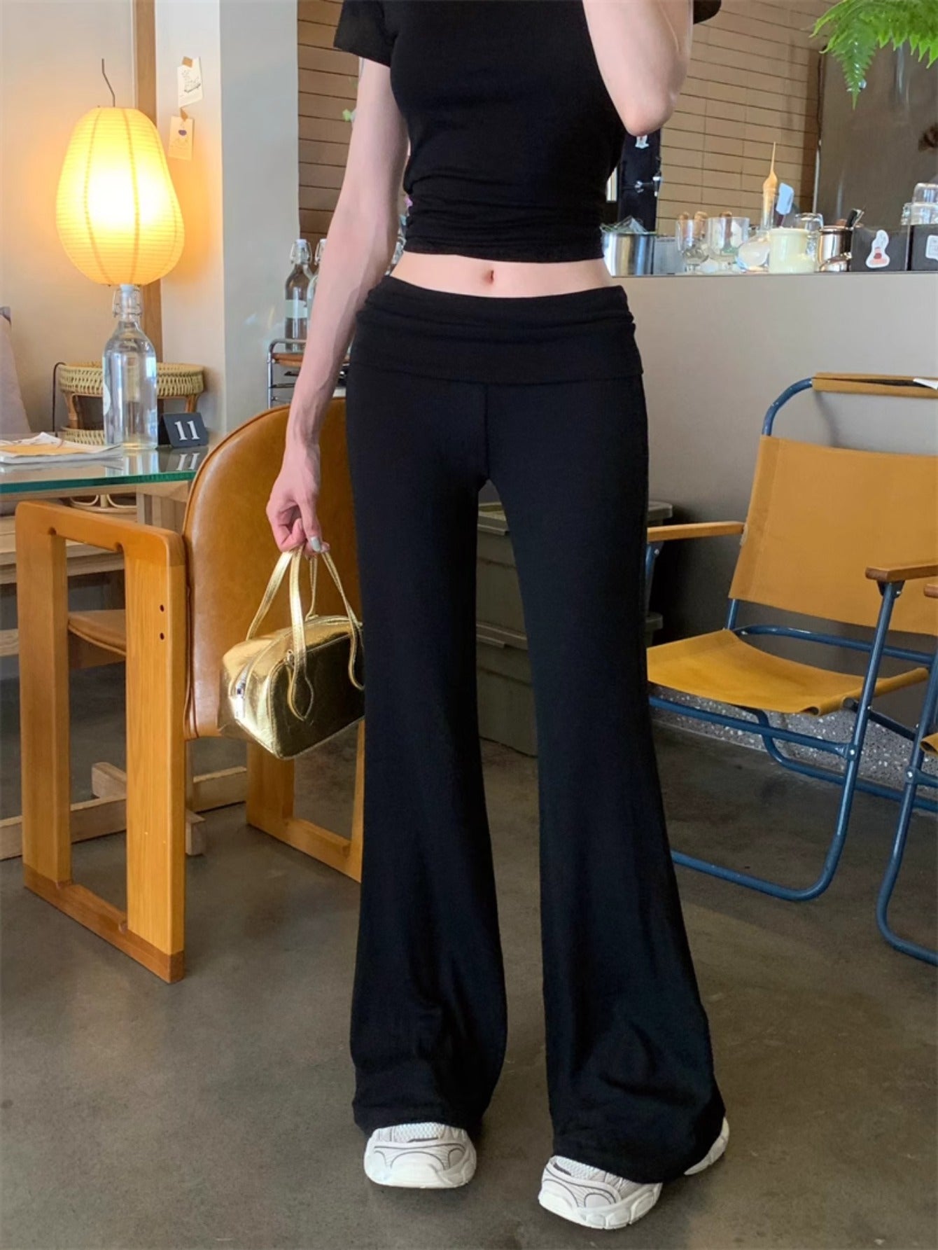 Black slim-fitting micro-flared pants women's summer niche drape casual pants floor-mopping pants trousers