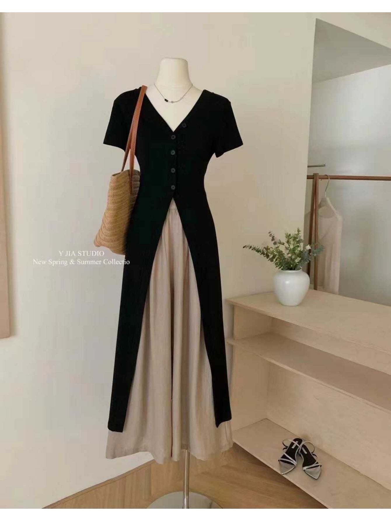 V-neck temperament slim dress