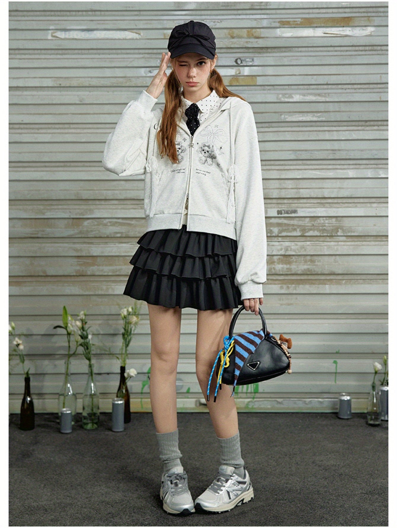 Low waist contrasting color cake skirt women wear multi-layer skirt A-word short skirt