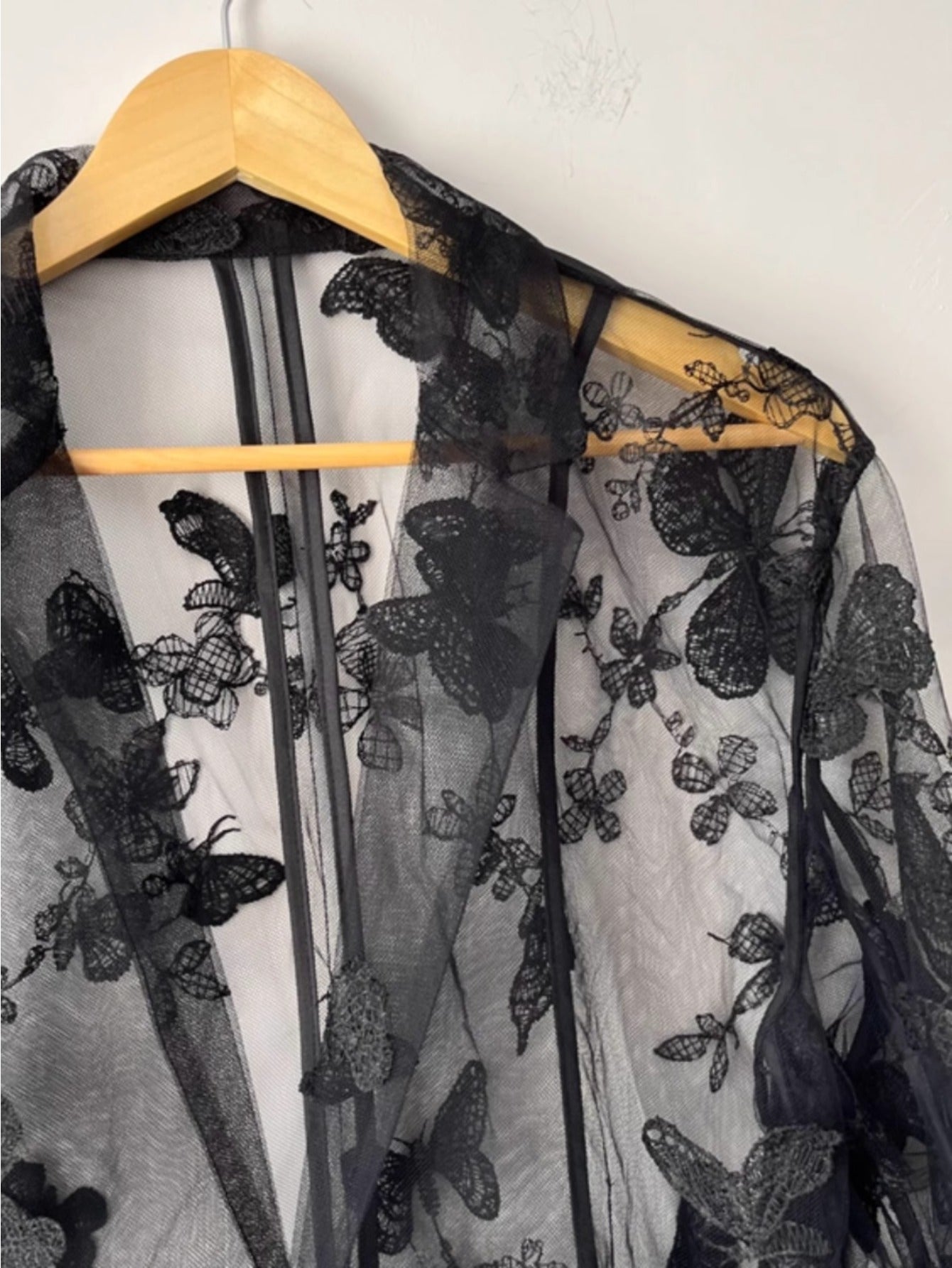 Butterfly embroidery black perspective mesh yarn stacking original designer Guochao versatile casual jacket