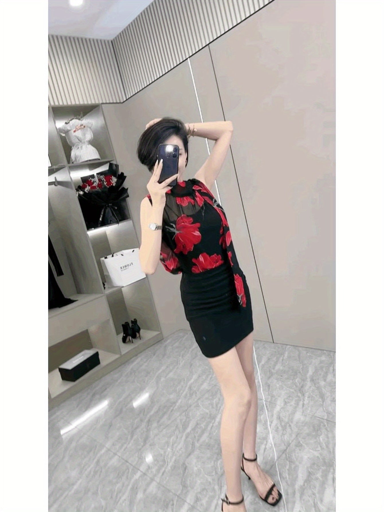French rose streamer chiffon T-shirt women's new chic high-end versatile sleeveless temperament top trendy