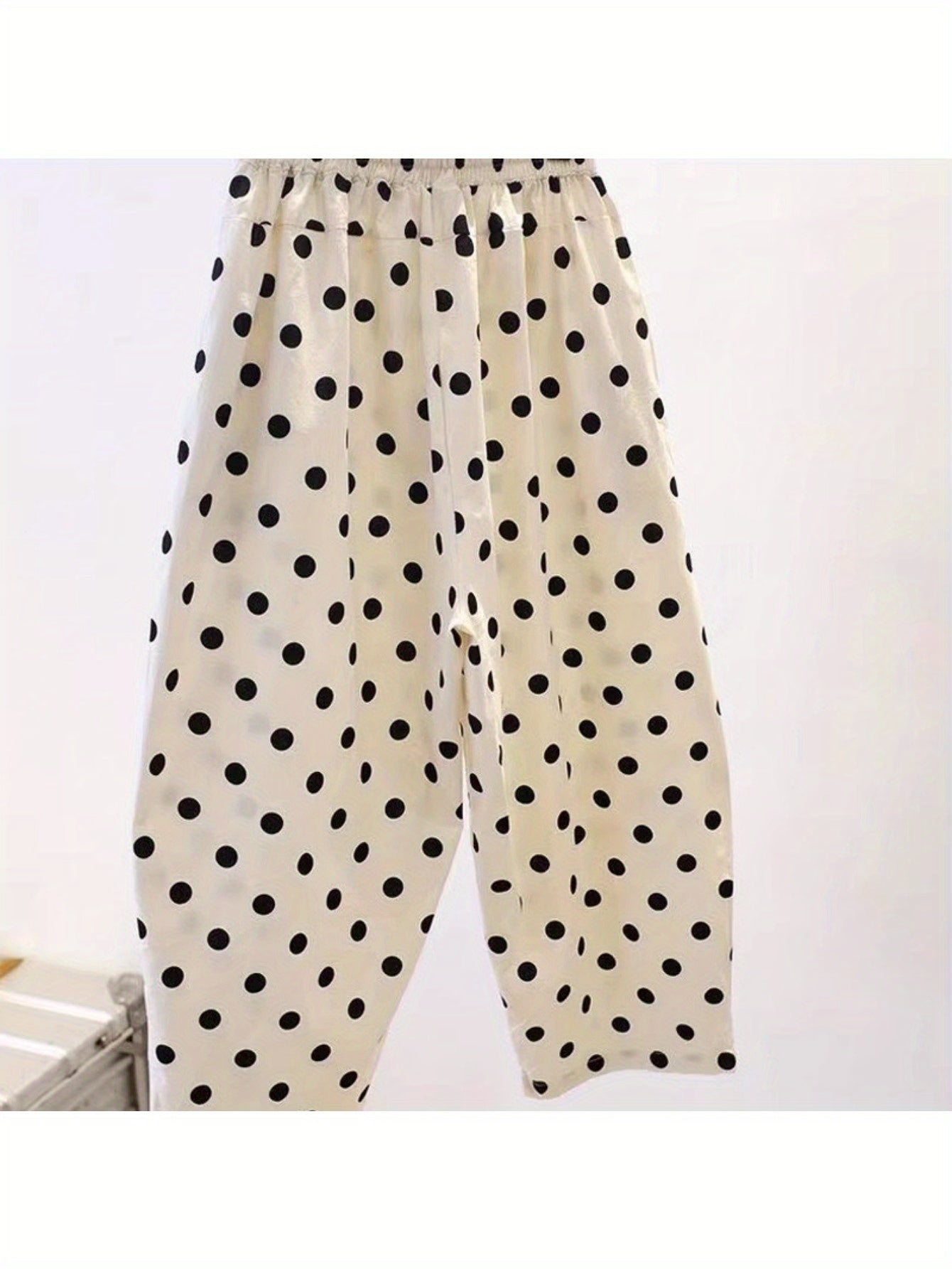 Loose pure cotton thin polka dot pants women's early autumn new versatile high-waisted straight casual trousers
