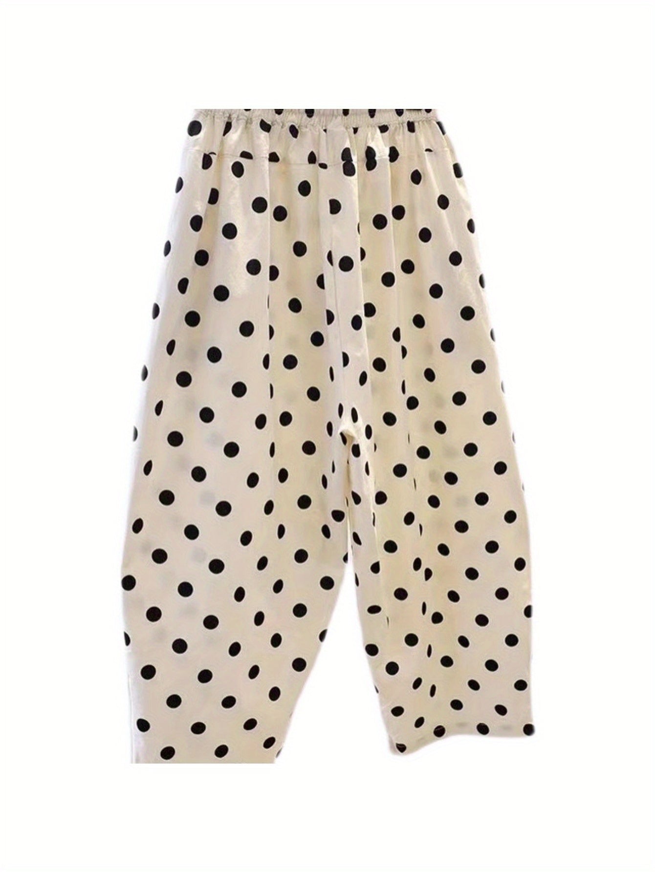 Loose pure cotton thin polka dot pants women's early autumn new versatile high-waisted straight casual trousers