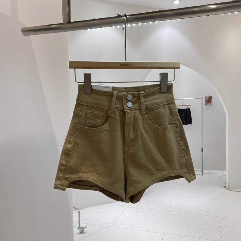 Small casual versatile denim shorts women's summer 2024 new Korean version ins high-waisted hot pants wide-leg pants