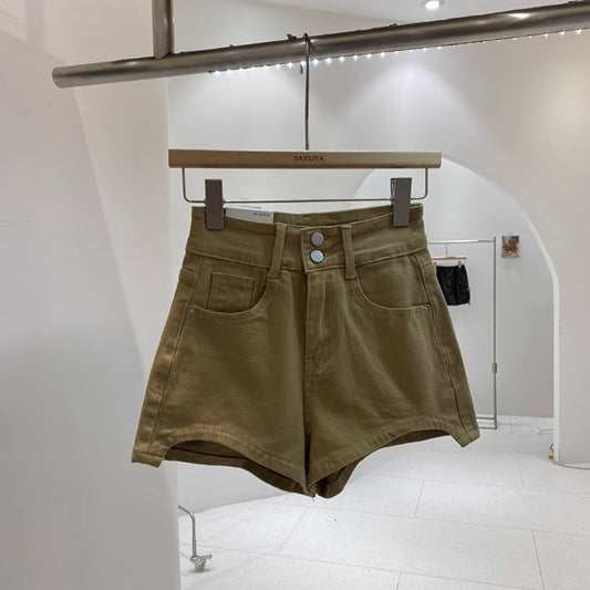 Small casual versatile denim shorts women's summer 2024 new Korean version ins high-waisted hot pants wide-leg pants