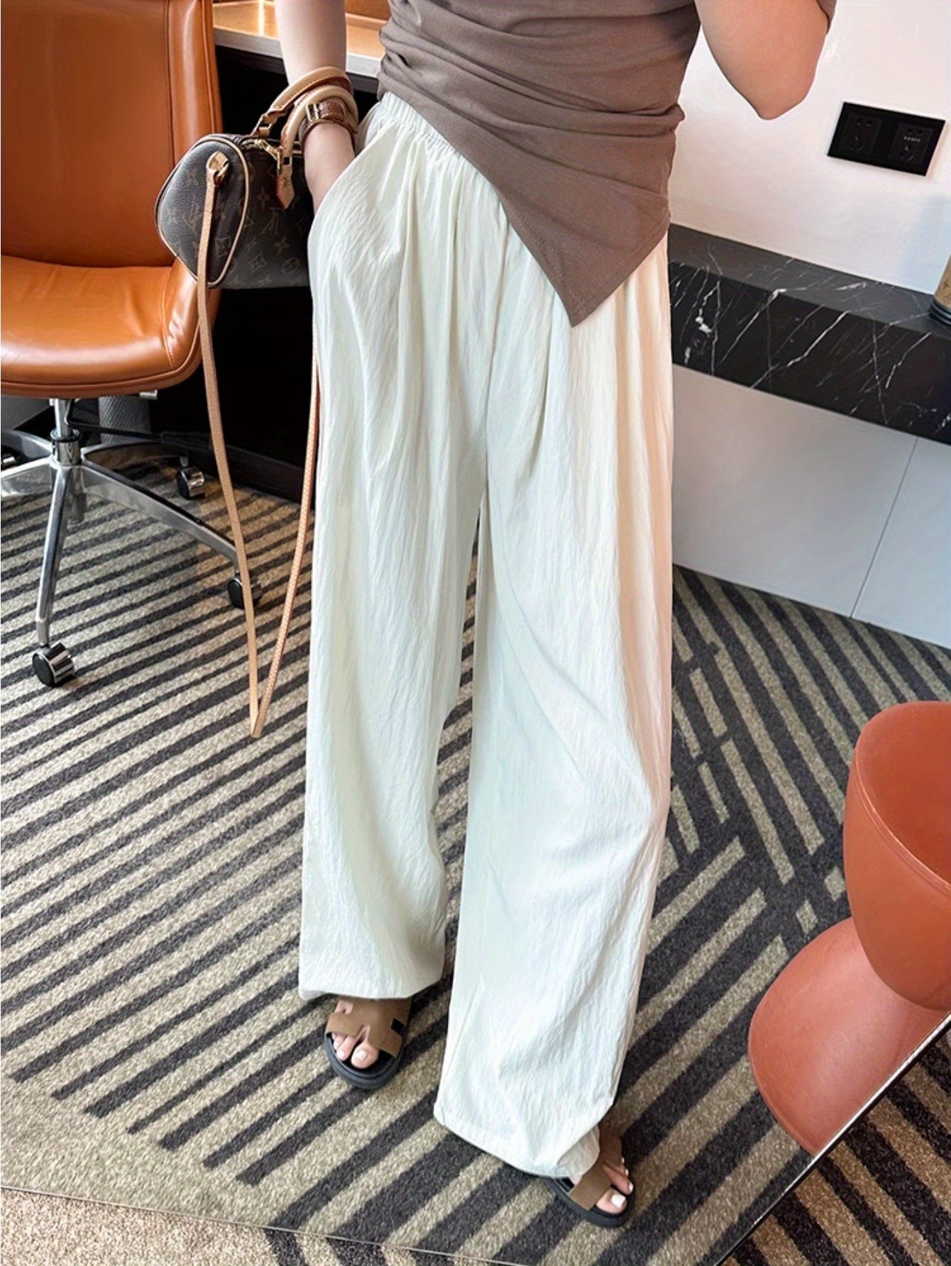 Summer cool pants elastic waist casual pants women's 2024 new summer lazy wind thin Yamamoto pants