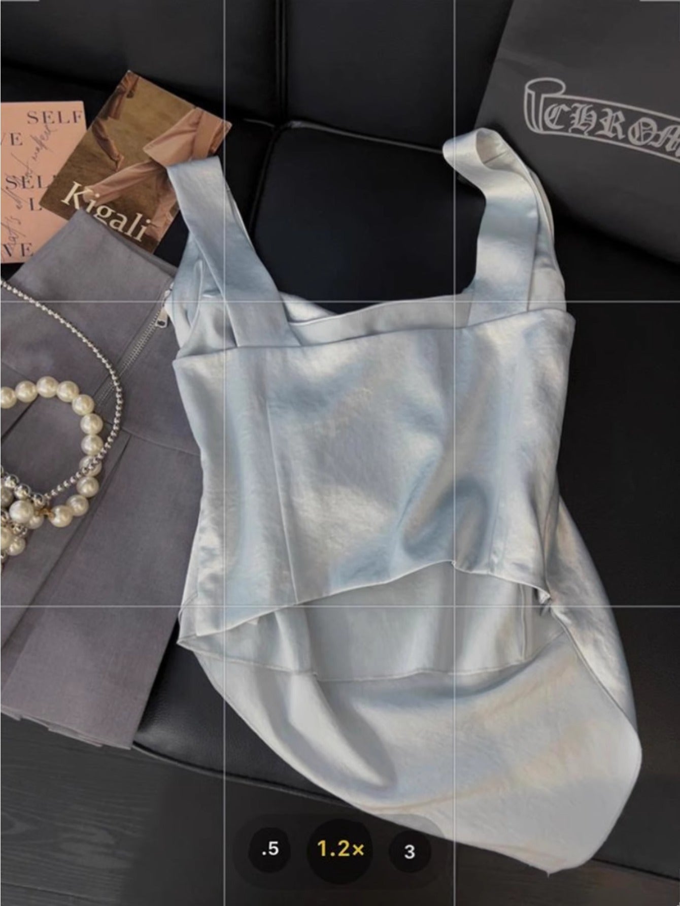 Premium sense acetic acid small vest women's 2024 summer new irregular hem slim and thin sexy suspender top