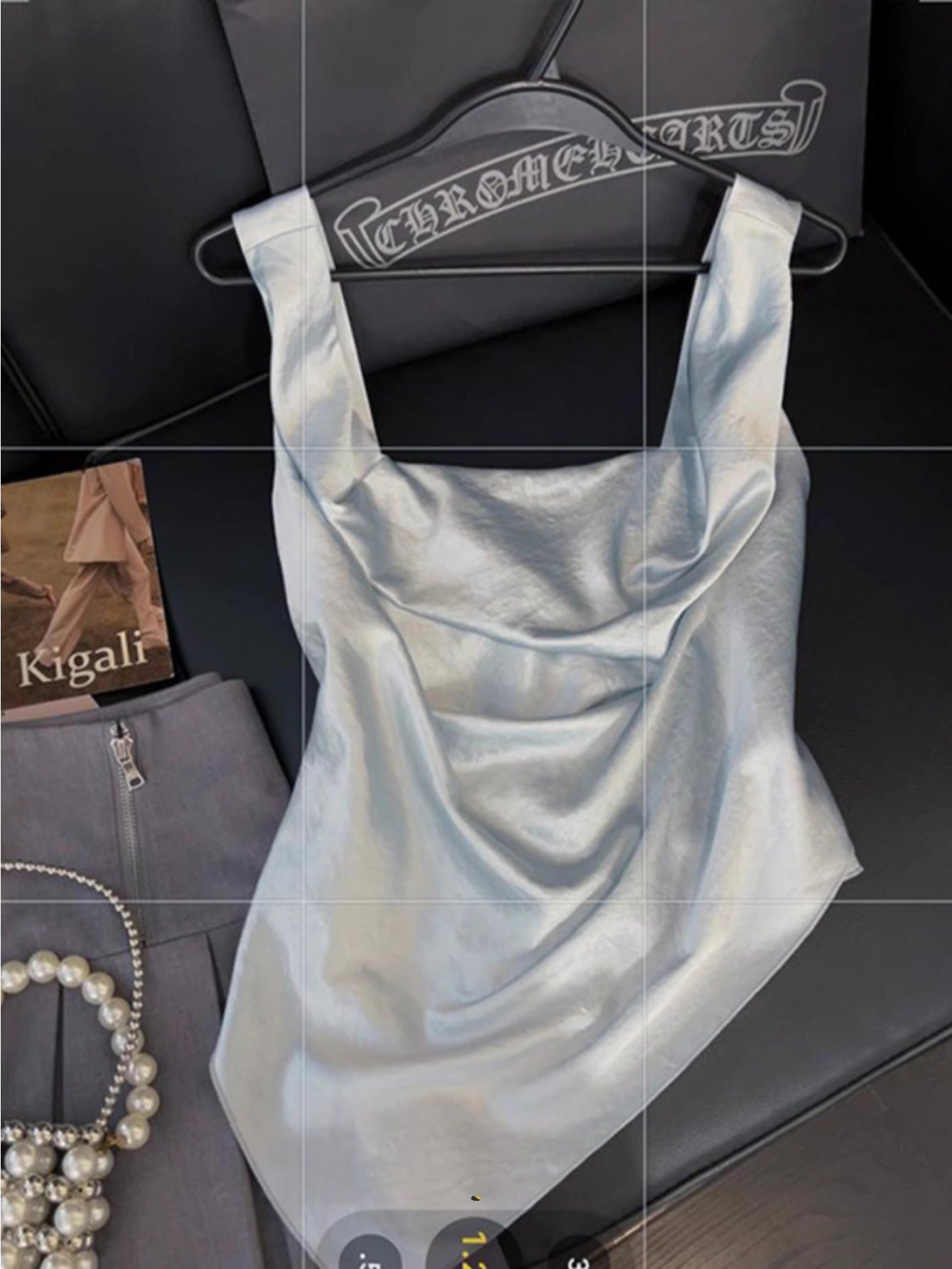 Premium sense acetic acid small vest women's 2024 summer new irregular hem slim and thin sexy suspender top