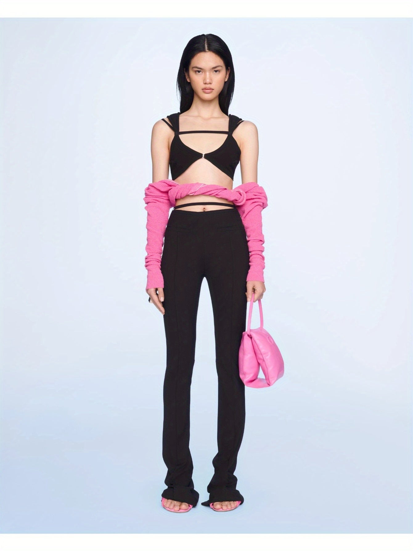 Tall straight legs slim high waist versatile adjustable belt slightly pull pants women's summer new trend