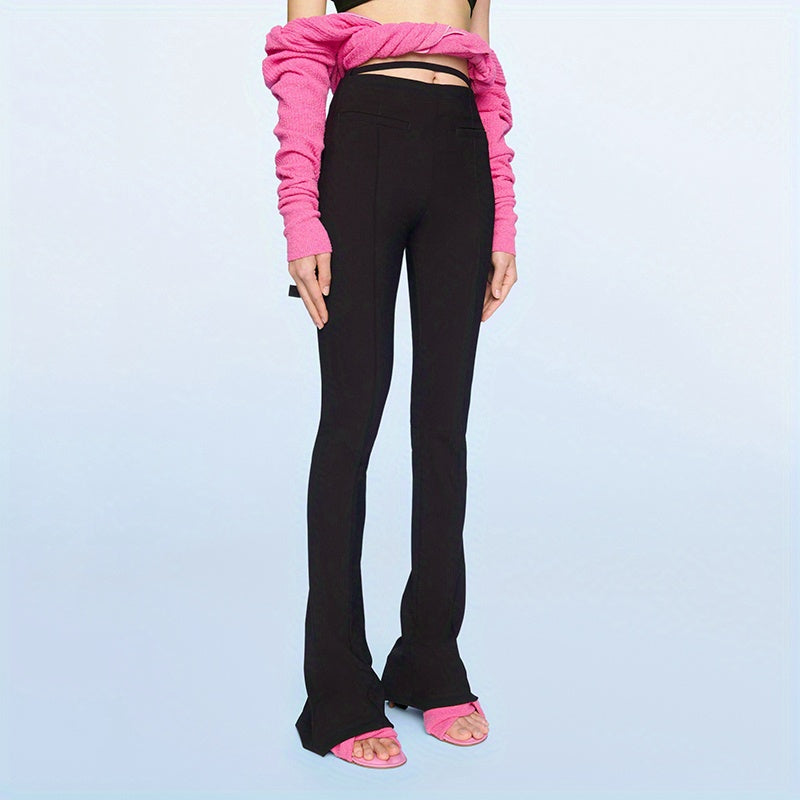 Tall straight legs slim high waist versatile adjustable belt slightly pull pants women's summer new trend