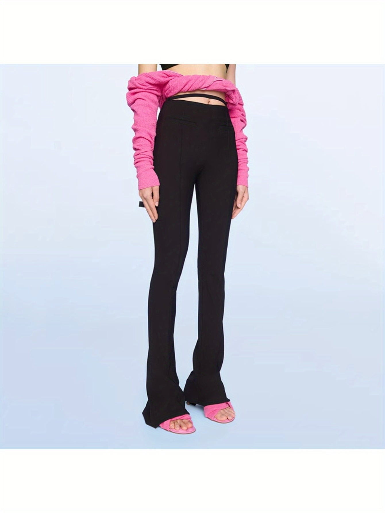 Tall straight legs slim high waist versatile adjustable belt slightly pull pants women's summer new trend